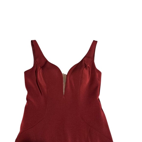 Alyce Paris Burgundy Red Floor Length Gown Maxi Dress High Slit Fitted Size 6 - Picture 3 of 16